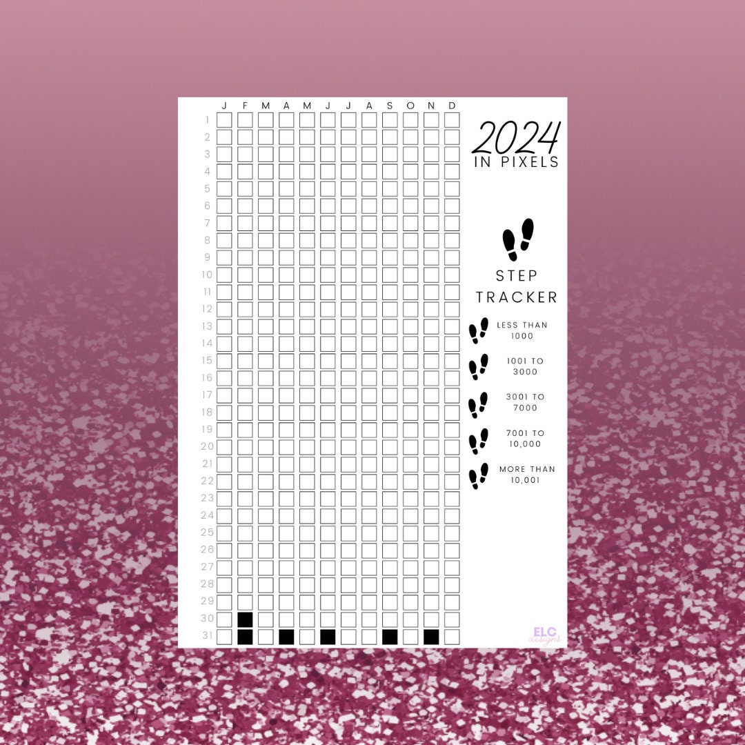 Monthly Step Tracker Printable A5 Journal Page 2024 in Pixels - Etsy