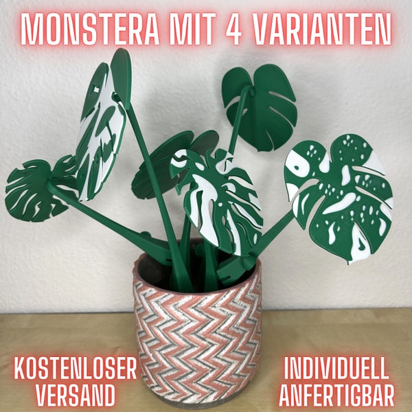 3D gedruckte Monstera mit magnetischen Blättern als Tassenuntersetzer - Deko - Zimmerpflanze - Pflanze