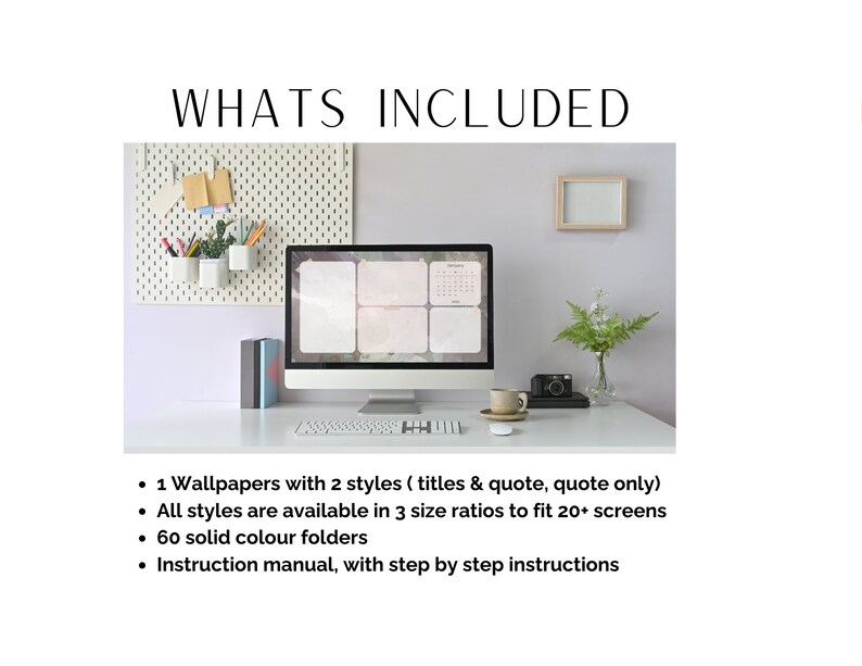 2024-2025 Minimalist Style Desktop Wallpaper Organizer + Folder Icons
