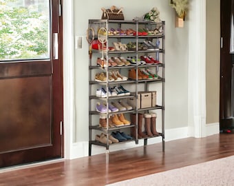 Grey 40 Pair Stackable Shoe Rack