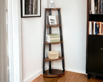 Rustic Brown Drumm Corner Bookcase| book shelf