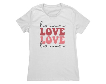 Retro LOVE Cotton Womans Shirt, Groovy Valentines Day Shirt