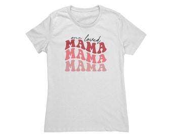 Retro ONE LOVED MAMA Cotton Womans Shirt, Groovy Valentines Day Shirt