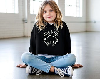 Felpa corta con cappuccio Wild & Free Bison / Felpa corta con cappuccio e grafica Buffalo