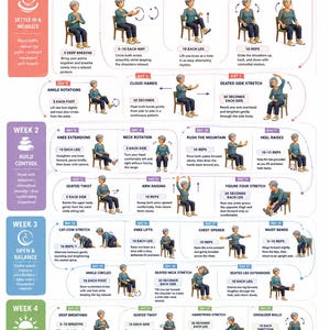 28-Day Chair Tai Chi Challenge for Women | Printable PDF Guide (A4 Format)