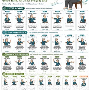 30 Day Chair Tai Chi Challenge for Women | Printable PDF Guide (A4 Format)