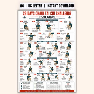 28-Day Chair Tai Chi Challenge for Men | Printable Seated Exercise Guide (PDF)