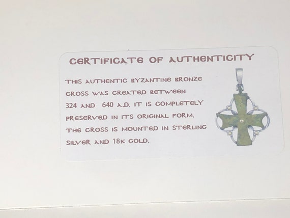 Authentic Byzantine bronze cross set in 18K gold … - image 4