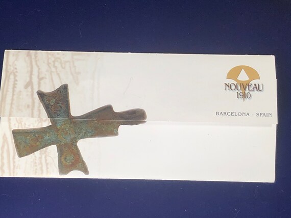 Authentic Byzantine bronze cross set in 18K gold … - image 3