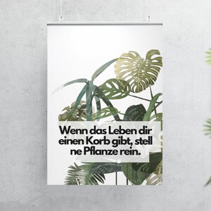 Plakat w różnych rozmiarach, gdy życie daje Ci projekt kosza z roślinami Monstera jako prezent lub do własnego domu jako dekoracja
