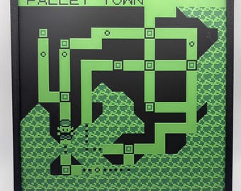 Kanto Region Map 3D Wall Art – Framed Gameboy Aesthetic Decor – Gen 1 Retro Gaming World – Textured Filament Painting – Not Paper Poster