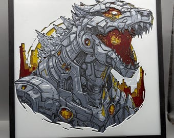 Mechagodzilla Gift | Kaiju Monster Piece | Giant Robot Decor | 3D Filament Print | Nerd Desk Swag