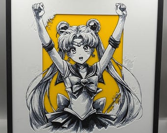 Sailor Moon Gift | Usagi Tsukino Portrait | Magical Girl Anime Art | 3D Filament Print | Kawaii Gaming Setup Decor