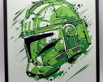 Commander Gree Wall Art | 41st Elite Corps Clone Trooper | Kashyyyk Phase II Aesthetic | Filament Painting | Star Wars Shelf Decor