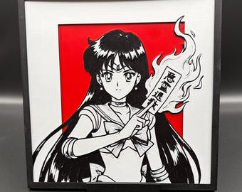 Sailor Mars Sign | Rei Hino Portrait | Magical Girl Gift | 3D Filament Print | Otaku Room Swag