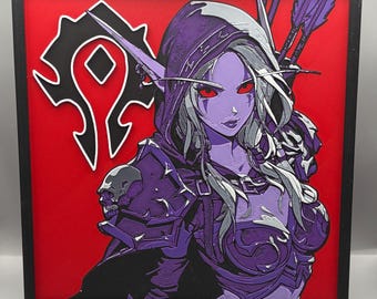 Sylvanas Windrunner | World of Warcraft Art | Banshee Queen Portrait | 3D Filament Print | PC Setup Decor