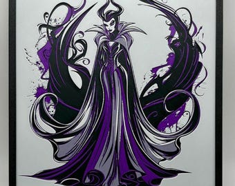 Maleficent Wall Art | Dark Fairycore Bedroom Decor | Sleeping Beauty Villain | 3D Printed Hueforge Relief | Gothic Nursery Witch Gift