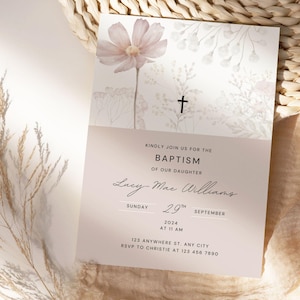 Baby Baptism | Christening Invitation | Baby Girl Dedication | Templates | Editable Invite | Baby Christening | Baby Dedication | Canva