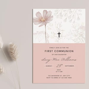 First Communion | Baby Baptism | Christening Invitation | Baby Girl Dedication | Templates | Editable Invite | Baby Christening | Canva