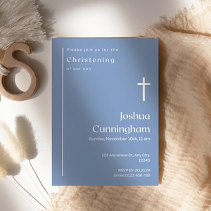 Baby Dedication | Baby Baptism | Christening Invitation | Baby Boy Dedication | Templates | Editable Invite | Baby Christening | Canva