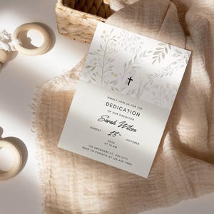 Baby Dedication | Baptism | Christening Invitation | Baby Girl Dedication | Templates | Editable Invite | Baby Christening | Canva | Invite