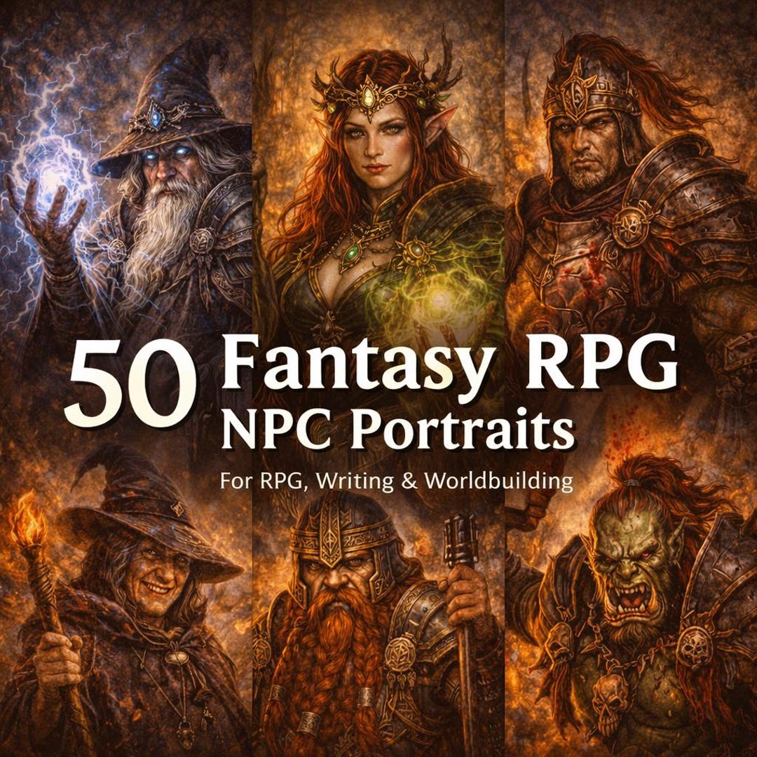 Npc Writing 50 Fantasy RPG NPC Portraits | Illustrated Characters for RPG, Writing ...
