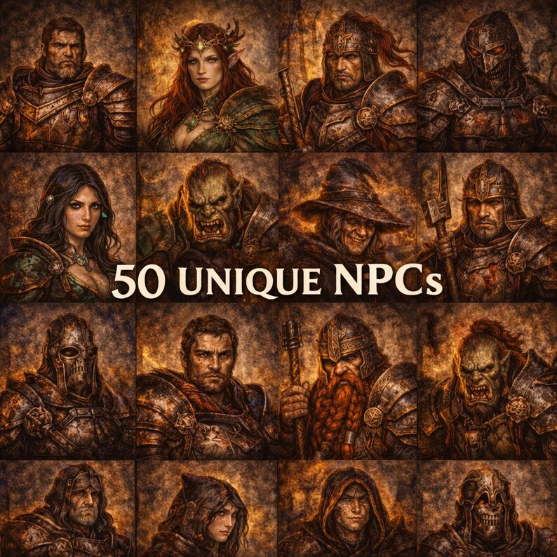 Npc Writing 50 Fantasy RPG NPC Portraits | Illustrated Characters for RPG, Writing ...