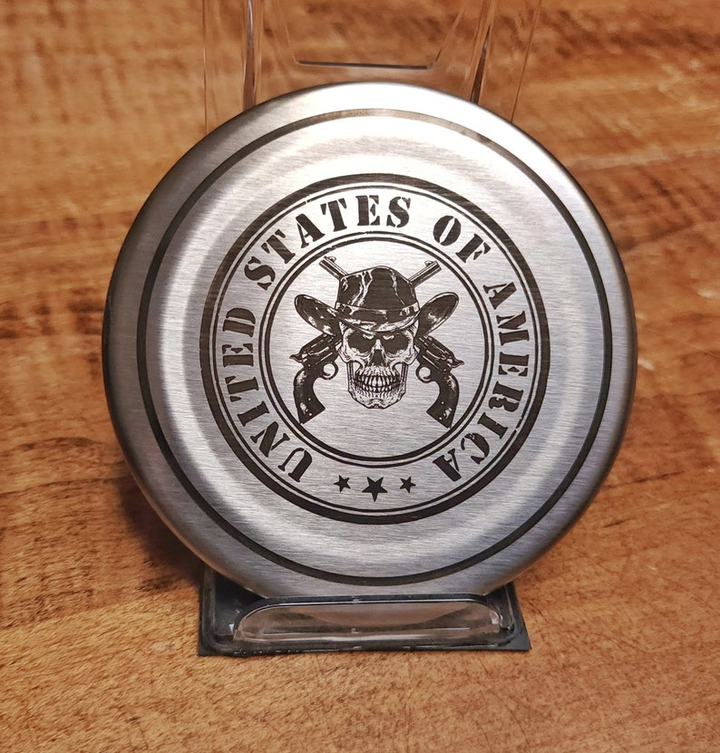 Home Bar Coasters Stainless Steel Laser Engraved Custom Graphics Etsy