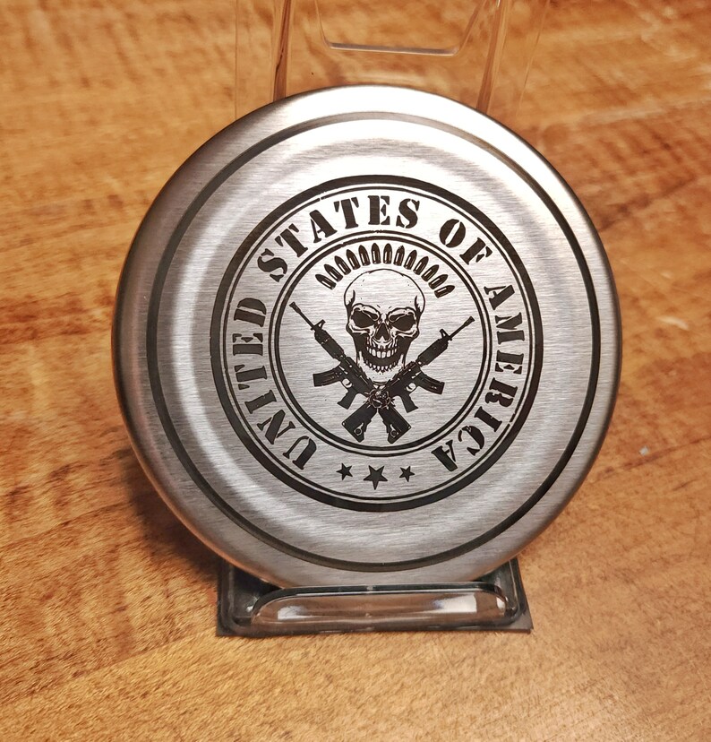 Home Bar Coasters Stainless Steel Laser Engraved Custom Graphics Etsy