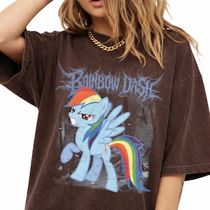 Rainbow Dash Metal Band-tröja, Goth Punk Pony Graphic-tröja, tecknad fangåva