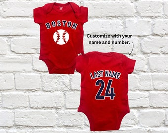 Boston Baseball Onesie®, Baby Shower Gift, Custom Onesie®, Personalized Boston Onesie®,  Newborn Gift, Baby Gift, Baby Jersey