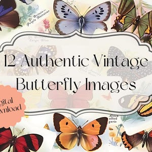 Vintage Labels, Digital Tags, Journal, Printable Ephemera, Butterfly Labels,  Fussycutting, GIFT TAG, scrapbook images