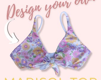 Custom Reversible Bikini Top | Front Tie Bikini Top, Adjustable Swim Top, Handmade Swimwear, Sexy Bikini, Festival Bikini, Women's Swimsuit