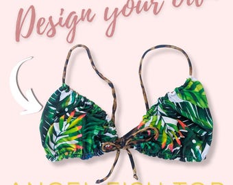 Custom Reversible Bikini Top | Front Tie Bikini Top, Adjustable Swim Top, Handmade Swimwear, Sexy Bikini, Festival Bikini, Women's Swimsuit