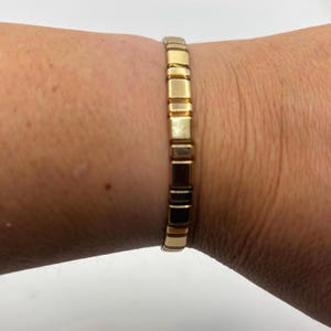 Pulsera elástica plana de cuentas de tila japonesas cuadradas, joyería elástica apilable de metal dorado y cobre, elegante pulsera de regalo para niña.