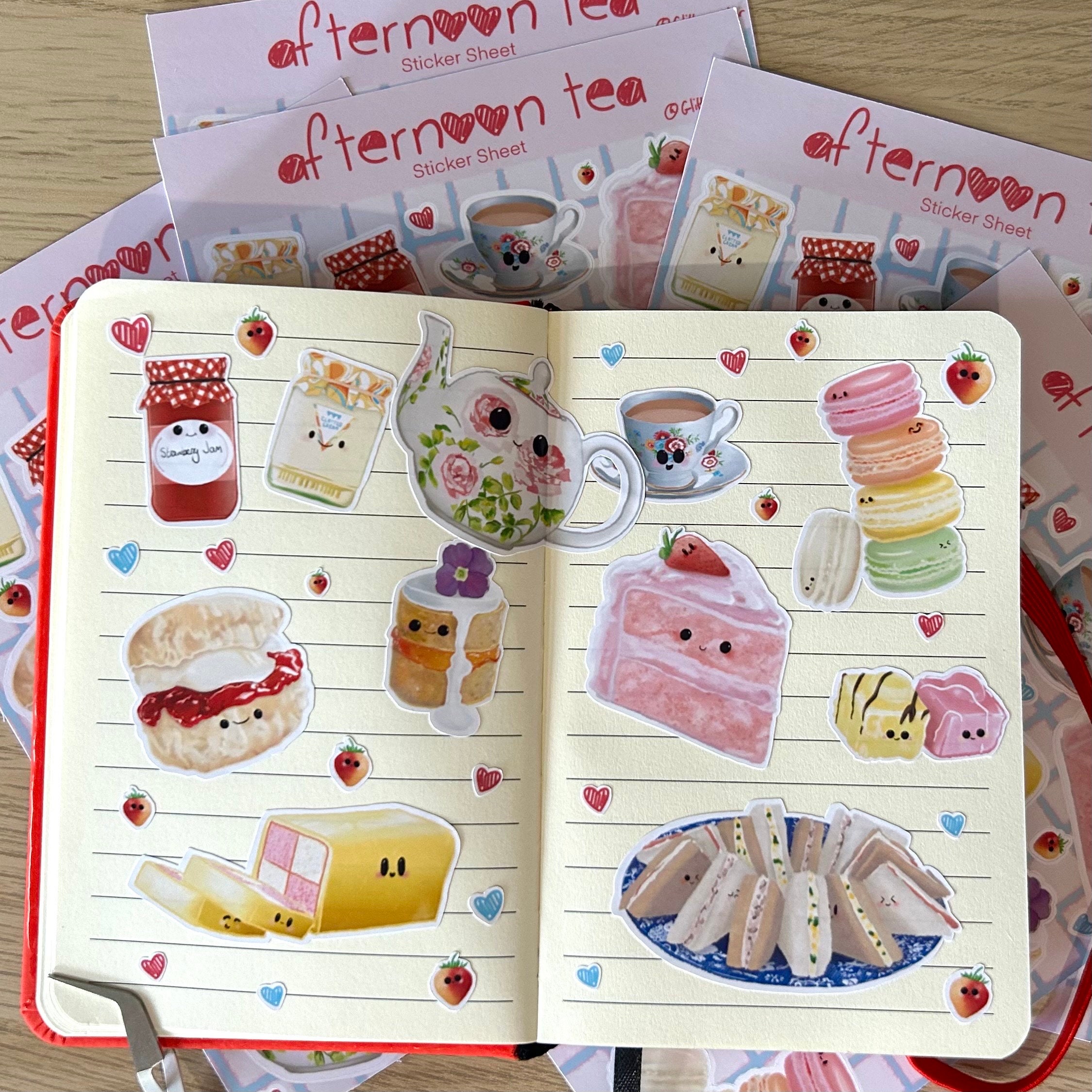 Afternoon Tea Sticker Sheet - 33 Kiss Cut Planner Journal Stickers ...