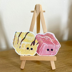 French Fondant Fancies Retro Cakes - Adesivo laminado holográfico de vinil | bujo diário scrapbook planejador laptop cartão garrafas de água