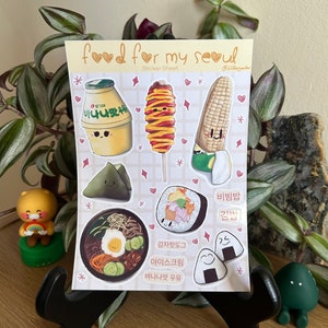Stickervel Food for my Seoul - 39 Kiss Cut-stickers | bujo junk journal plakboekplanner laptop kaart brief