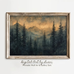 Scottish Highlands Watercolor Painting: Misty Mountain Art (Digital Download)