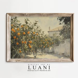 Orangenbaum Malerei Druckbare Wandkunst Herunterladbare Kunst Französische Landschaft Kunstdruck Vintage Orangenbaum Szene Herunterladbar