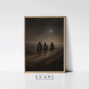 The Star of Bethlehem Three Wise Men Christmas Art Nativity Scene Wall Art Christian Home Decor Canvas Print DigitalArtByLuani