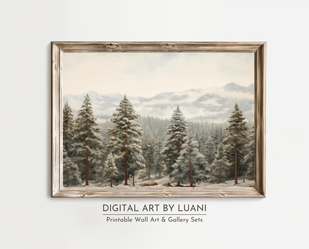 Snowy Forest Winter Scene | Season Wall Art Print | Landscape Painting ...