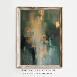 Abstract Painting Green and Gold Textured Wall Art Green Gold Abstract Art Original Painting for Living Room Moody Abstract Art Dark Green