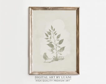 Minimalist Bird Line Art Print: Nature Inspired Calming Artwork (Digital Download)