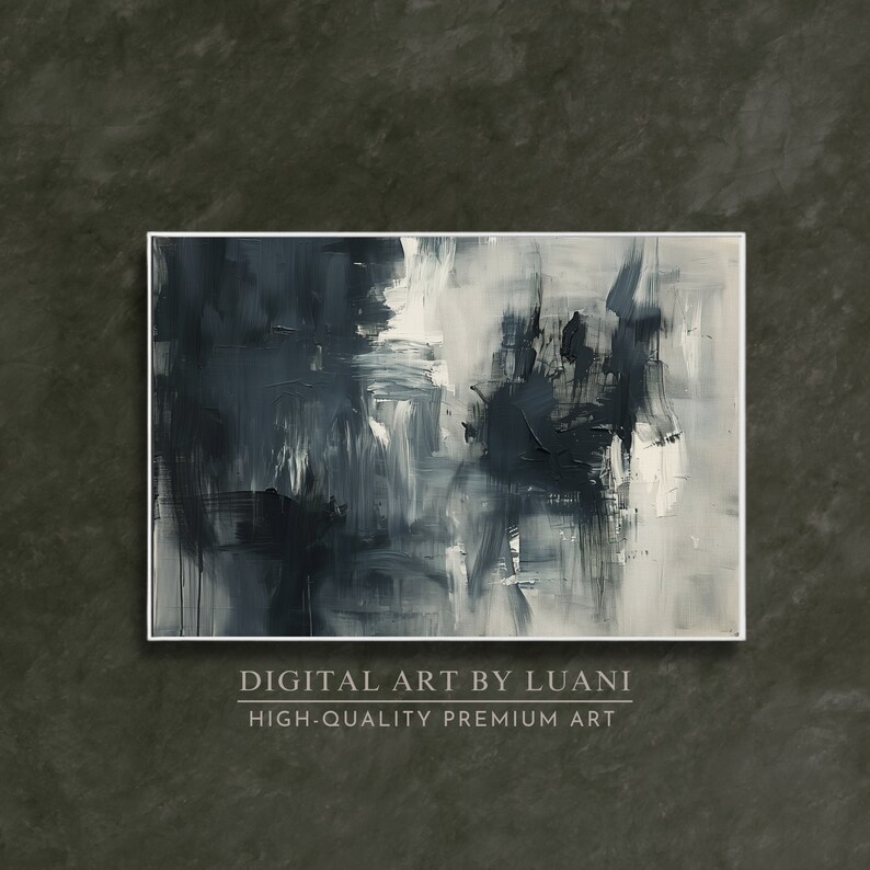 Blue Abstract Expressionism Art Print: Mid-century Modern Wall Decor ...