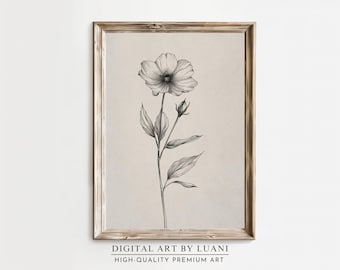 Daisy Line Art Print: Minimalist Botanical Sketch (Digital Download)