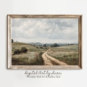 Country Landscape Meadow Landscape Countryside Painting Farmhouse Painting Art Home Decor Print Digital Download #A0001