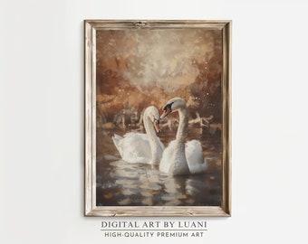 Swan Lake Canvas Print: Elegant Nature Scene (Digital Download)