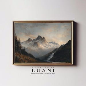 Majestic Mountain Landscape Art Print: Nature Scenery (Digital Art)