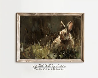 Vintage Rabbit Print: Rustic Farmhouse Easter Wall Art (Digital Download)